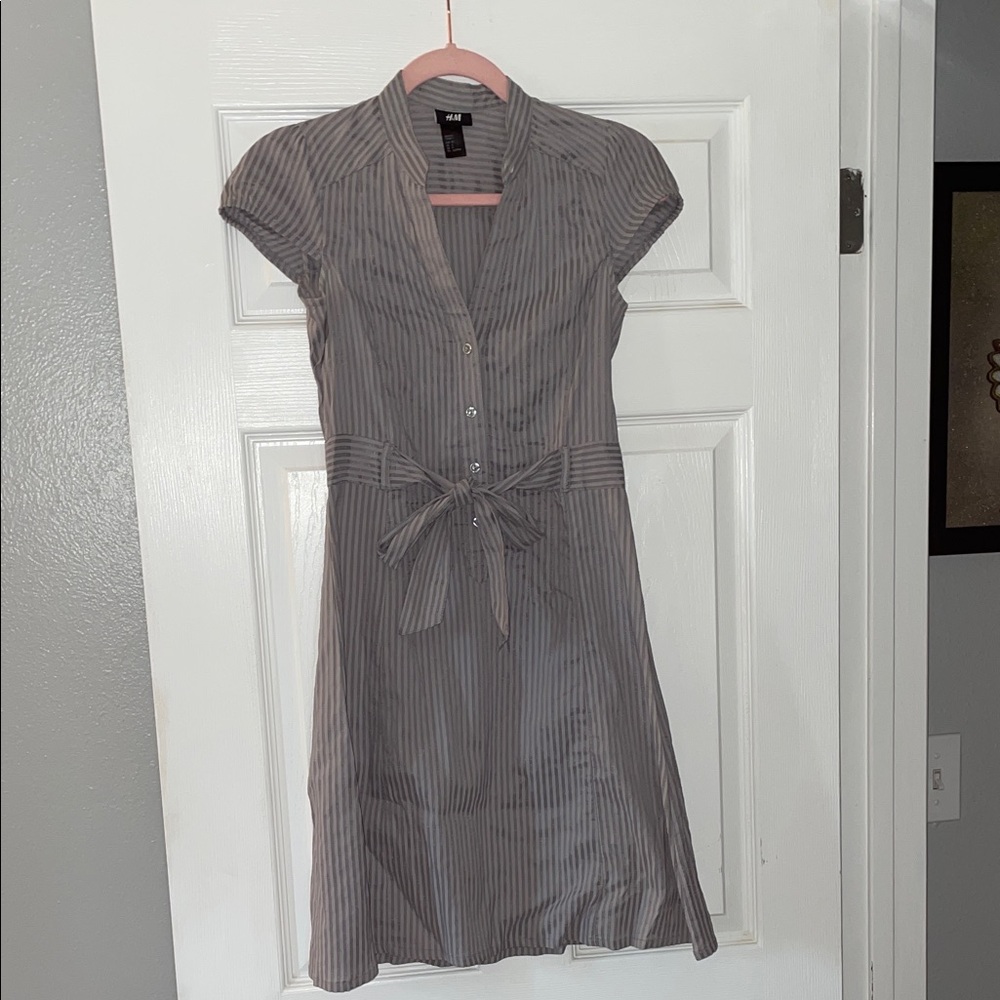 H&M Charcoal Striped Mini Dress